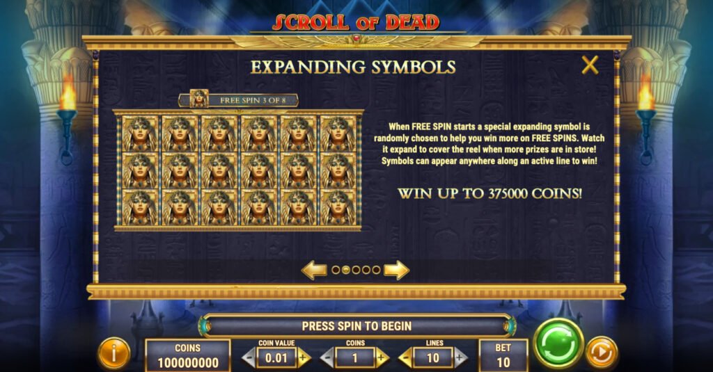 Gain Bonus Scroll of Dead, casino slot