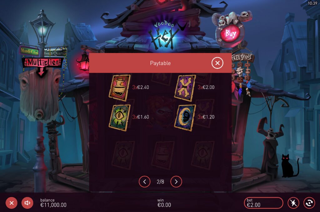 Symboles majeurs Voodoo Hex, casino slot