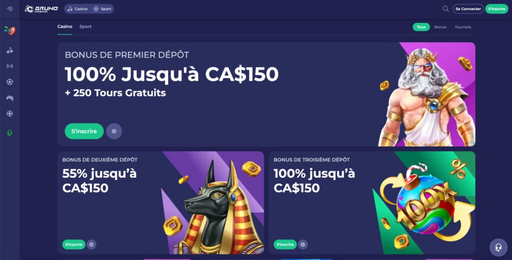 Page de bonus Bruno Casino