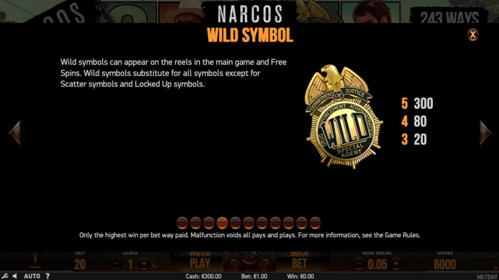 Symbole Wild Narcos, Casino Slot