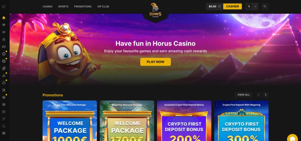 Design et interface de Horus Casino