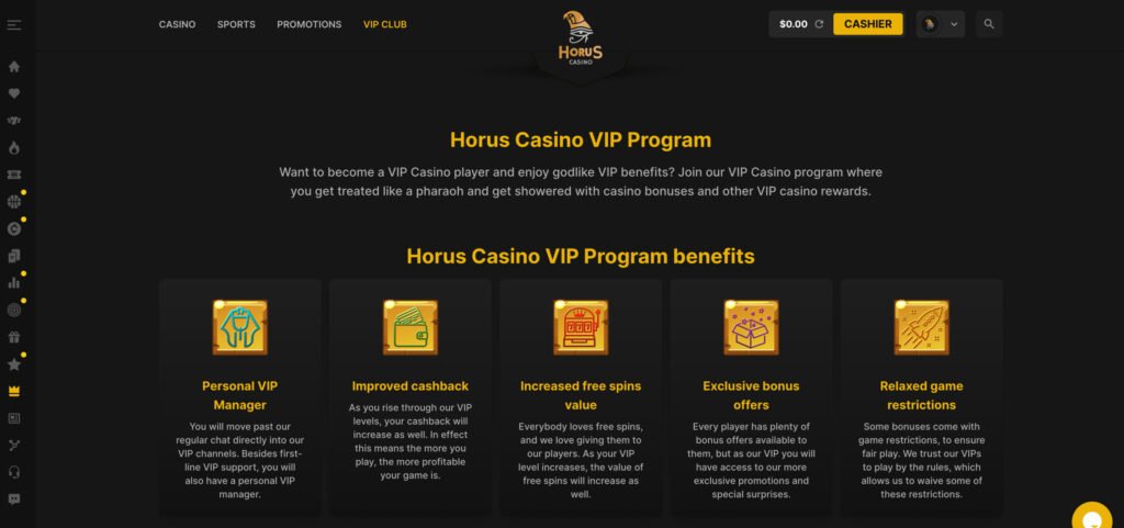 Programme VIP de Horus Casino