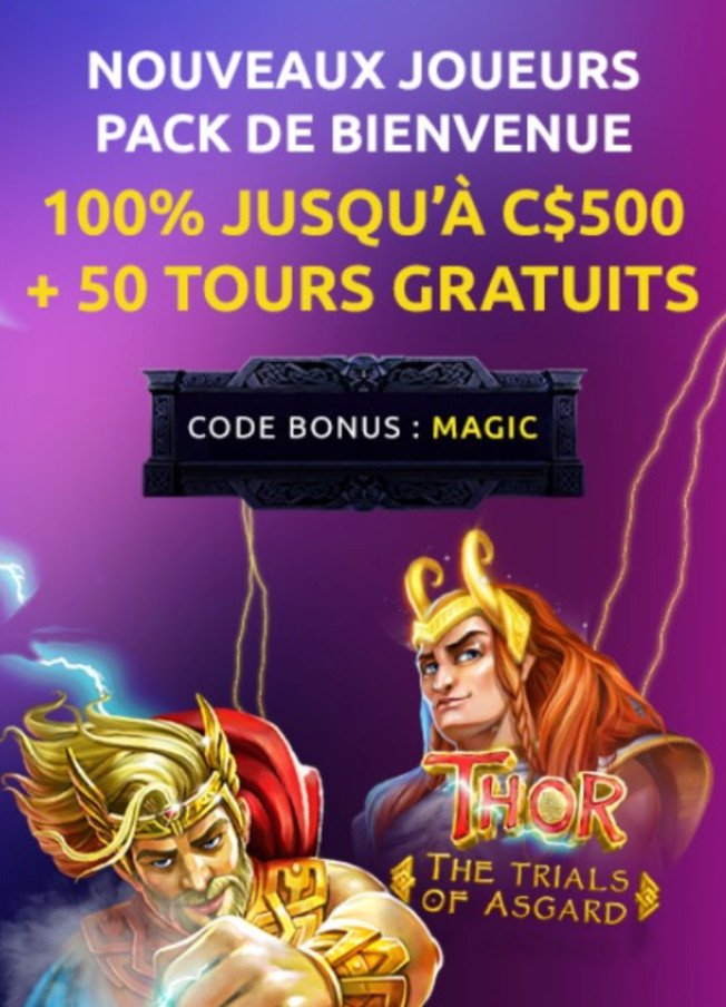 Bonus de bienvenue Slots Magic Casino