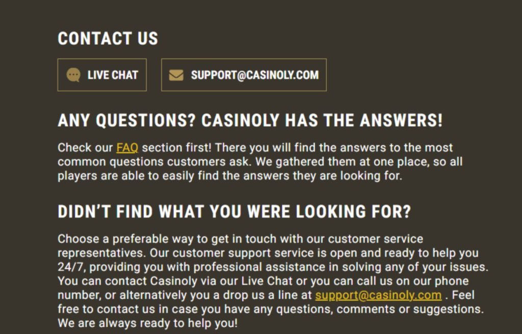 Support client casinoly